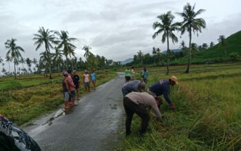 Bhabinkamtibmas Desa Sukamaju Laksanakan Sambang Desa dan Gotong Royong