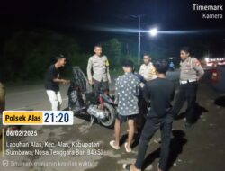 Polsek Alas Intensifkan Patroli Malam untuk Jaga Keamanan dan Ketertiban Masyarakat