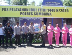 Kapolres Sumbawa Bersama Ketua Bhayangkari Cabang Sumbawa Lakukan Kunjungan ke Pos Pam dan Pos Yan Operasi Ketupat Rinjani 2025