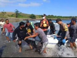 Polsek Sekongkang Bersama Tim Basarnas, Rescue PT AMNT, dan Masyarakat Evakuasi Korban Terseret Ombak di Pantai Buatin, Talonang Baru