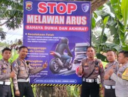 Satlantas Polres Lombok Barat Pasang Spanduk Himbauan untuk Cegah Pelanggaran Lalu Lintas