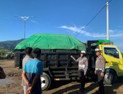 Satlantas Polres Bima Kota Sosialisasikan Kamseltibcarlantas kepada Sopir Truk Pasir di Amahami