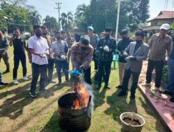 Kapolres Bima Pimpin Pemusnahan Barang Bukti 32,72 gram dan Ganja Kering 904,48 gram Serta 13 Batang Tanaman Ganja