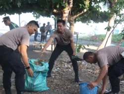 *Sambut Hari Bhayangkara ke-79, Polres Lombok Utara Gelar Aksi Bersih Pantai di Dusun Kerakas*