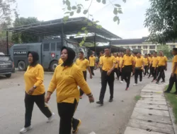 Personel Polres Bima Kota Laksanakan Olahraga Pagi Rutin Jaga Kebugaran dan Kekompakan