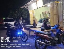 Polsek Lape Gelar Patroli Blue Light dan KRYD, Jaga Keamanan Wilayah Sumbawa