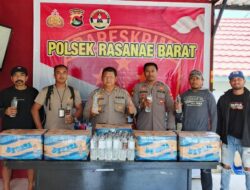 Team Opsnal Polsek Rasana’e Barat Amankan Ratusan Botol Miras Jenis Arak