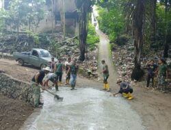 Satgas TMMD dan Warga Giri Madia Berpacu Selesaikan Pembangunan Desa