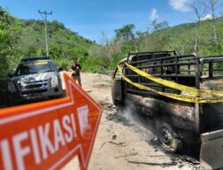Diduga untuk Aksi Pencurian Ternak, Satu Unit Mobil Pickup Dibakar Warga di Desa Laju – Polsek Langgudu Datangi dan Amankan TKP