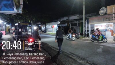 Patroli Strong Point Polsek Pemenang Jaga Simpang Empat Pelabuhan Bangsal, Suasana Kondusif