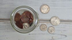 Illustration of someone happily managing finances and practicing frugal living without stress.