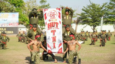 Upacara HUT Ke -81, Korem 162/Wira Bhakti Teguhkan Komitmen TNI kuat Bersama rakyat.